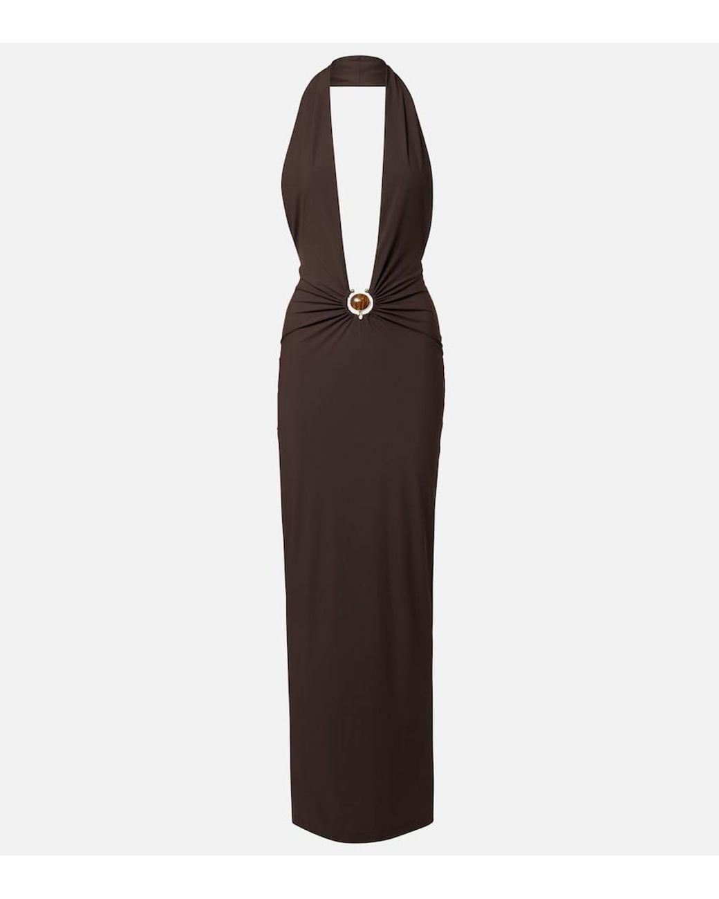 Christopher Esber Purple Embellished Halterneck Maxi Dress