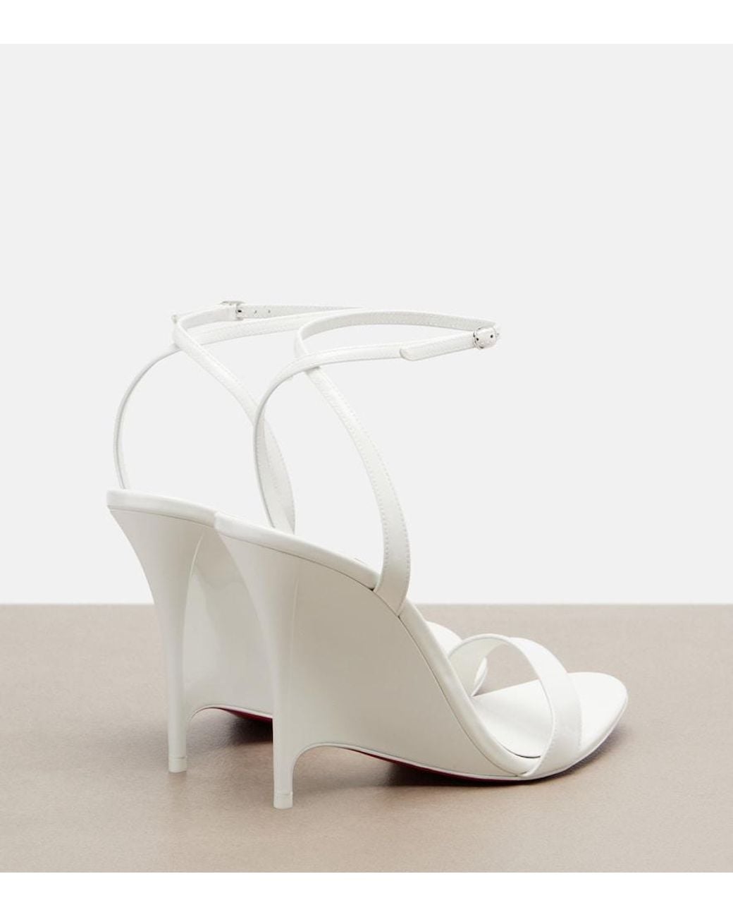 Christian Louboutin White Miss Z Patent Leather Wedge Sandals