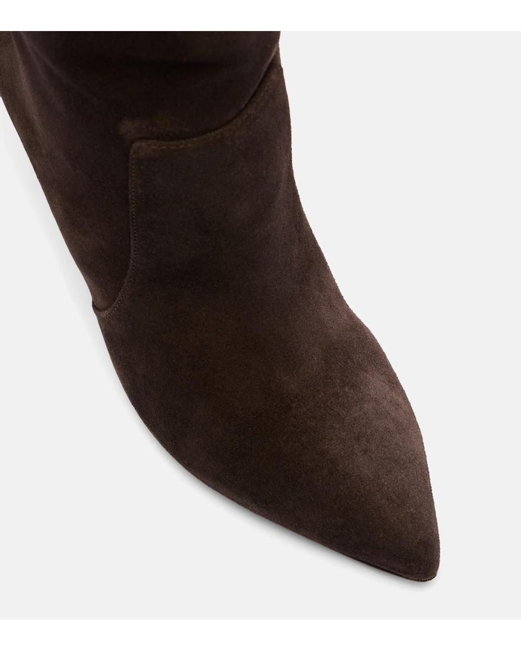 Paris Texas Black Stiletto 85 Shearling-Trimmed Suede Knee-High Boots