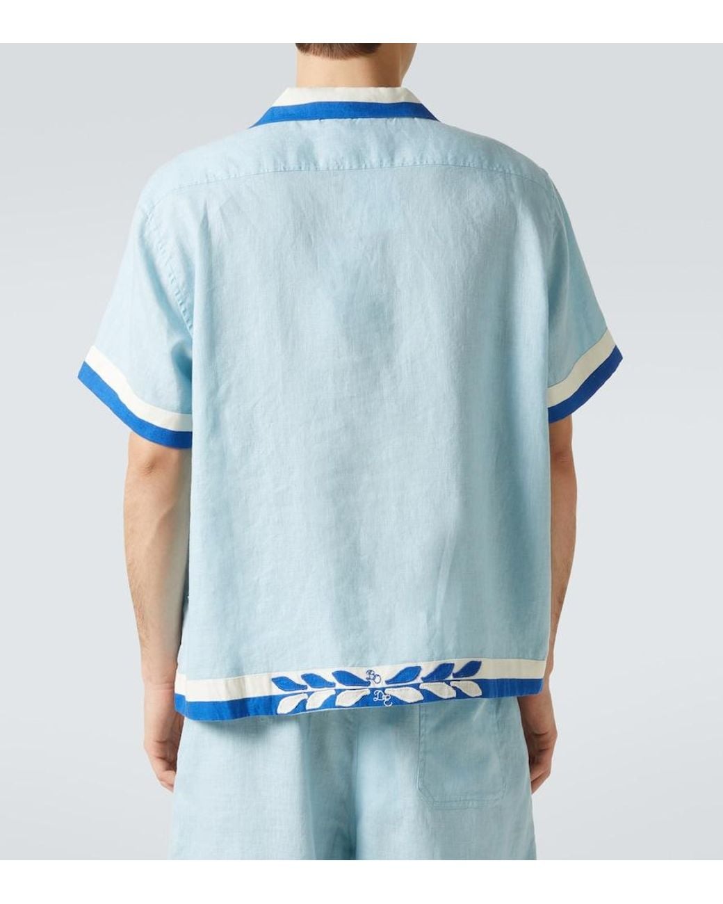Bode Blue Seedling Stripe Linen Shirt for men