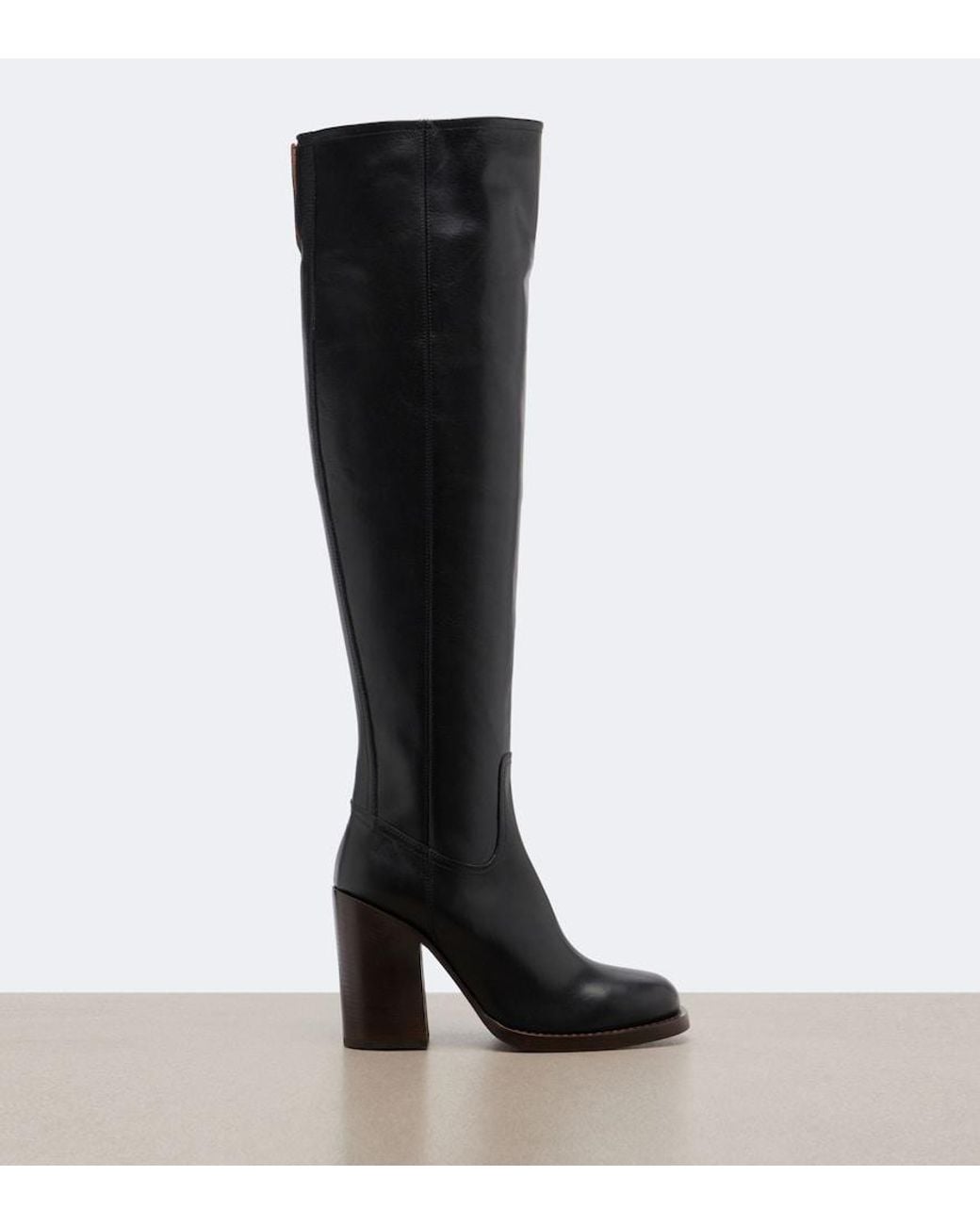 Dries Van Noten Black Leather Over-The-Knee Boots