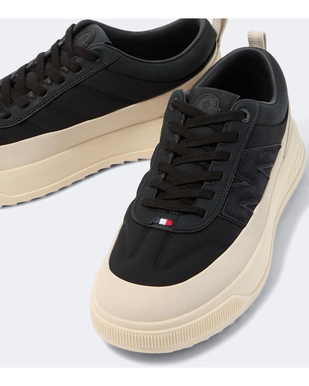 Moncler Black Altive Leather-Trimmed Sneakers for men