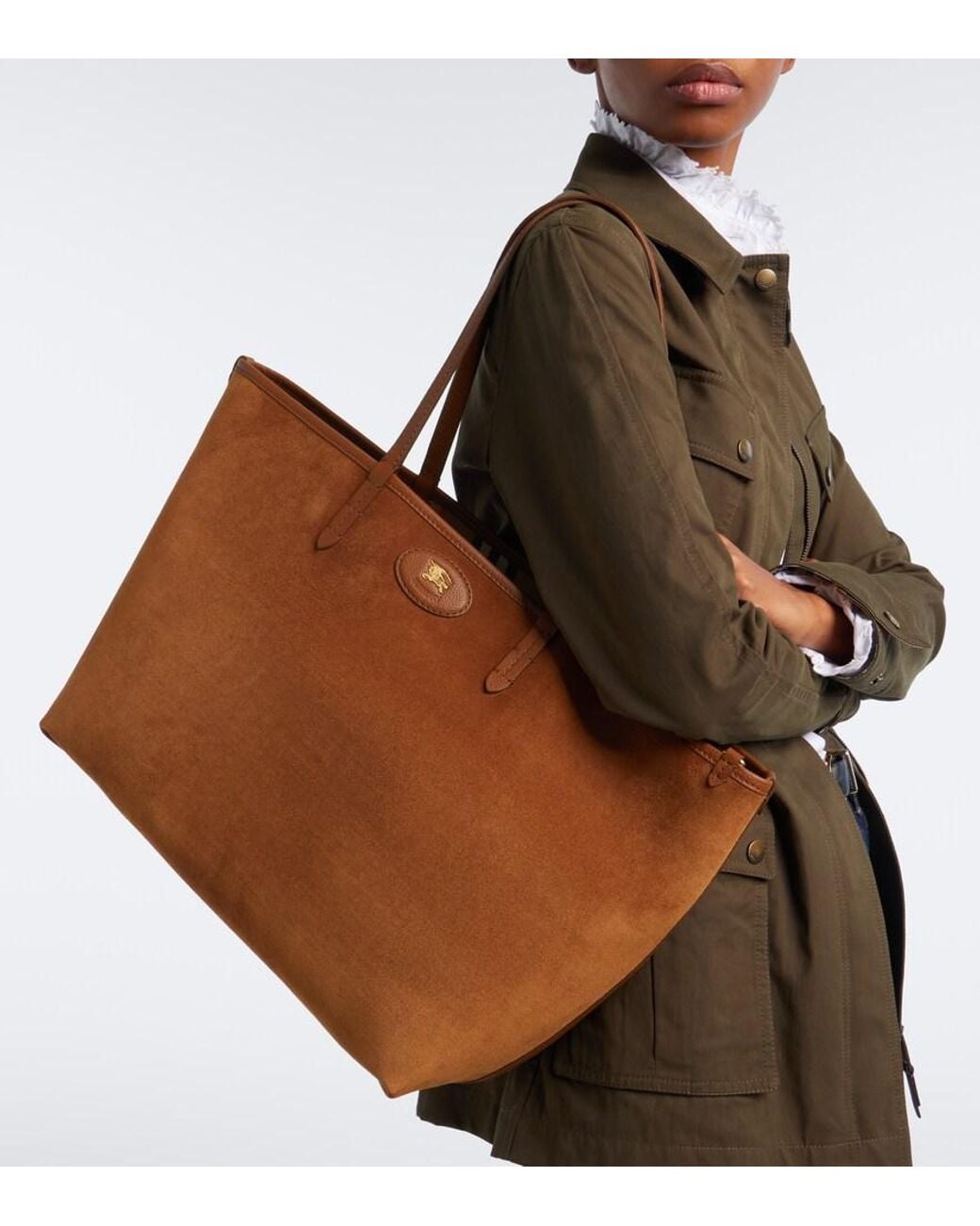 Burberry Brown Bloomsbury Medium Reversible Suede Tote Bag