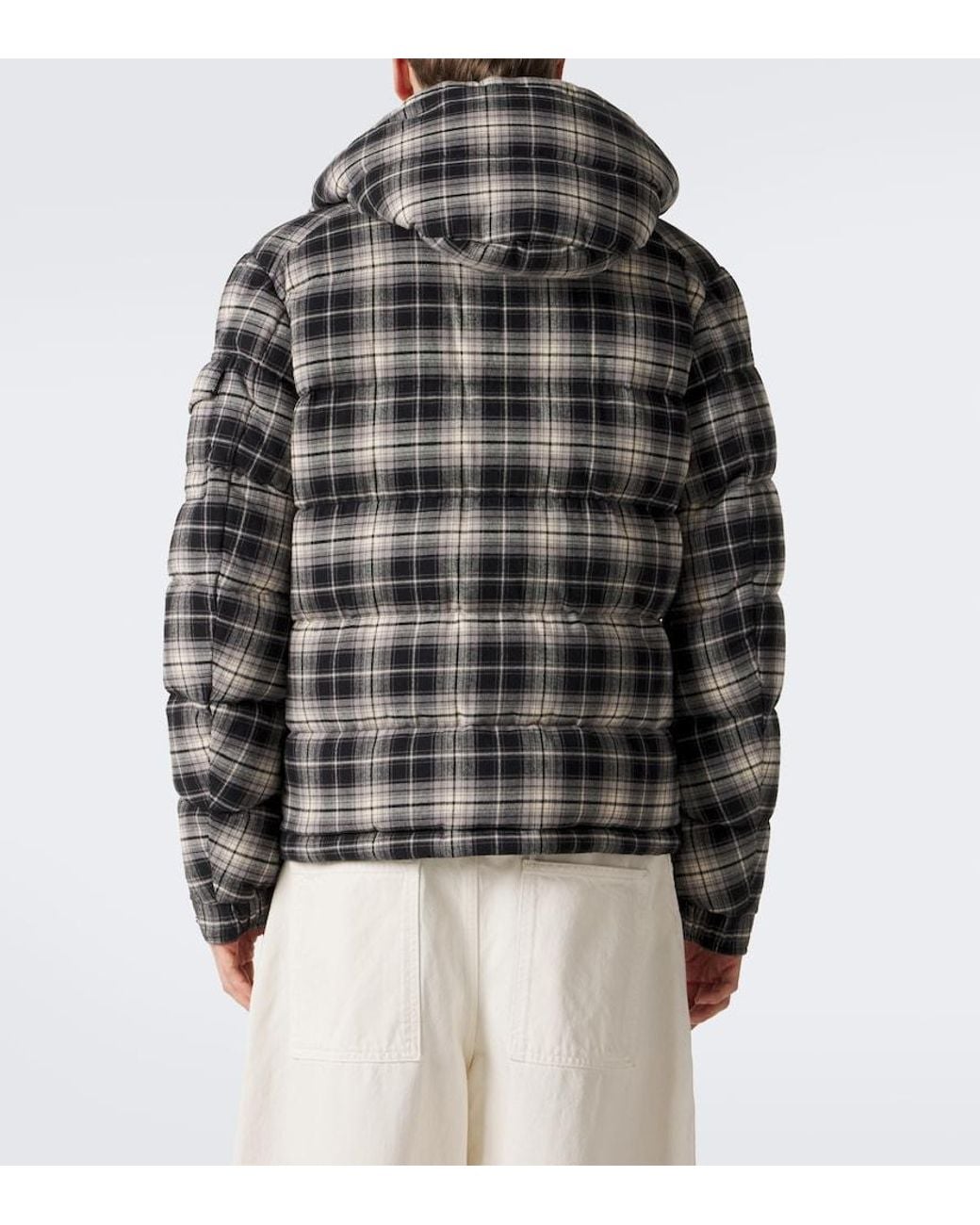 Moncler Black Airor Checked Cotton Flannel Down Jacket for men