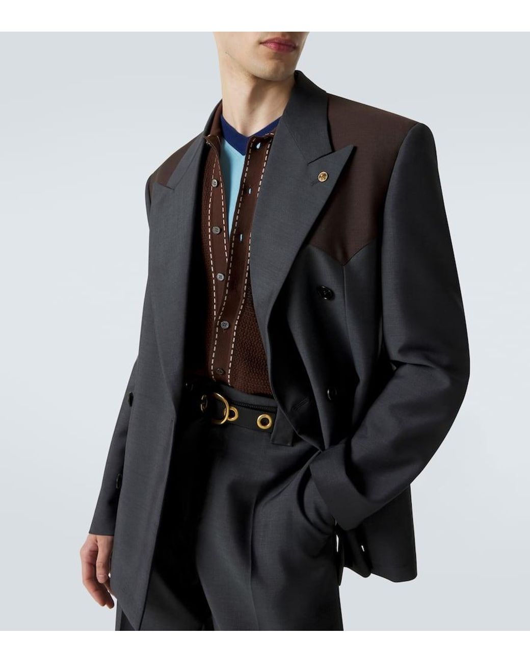 Versace Blue Medusa Wool And Mohair Blazer for men