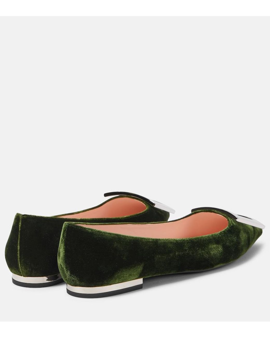 Roger Vivier Black Faux Fur-Trimmed Ballet Flats