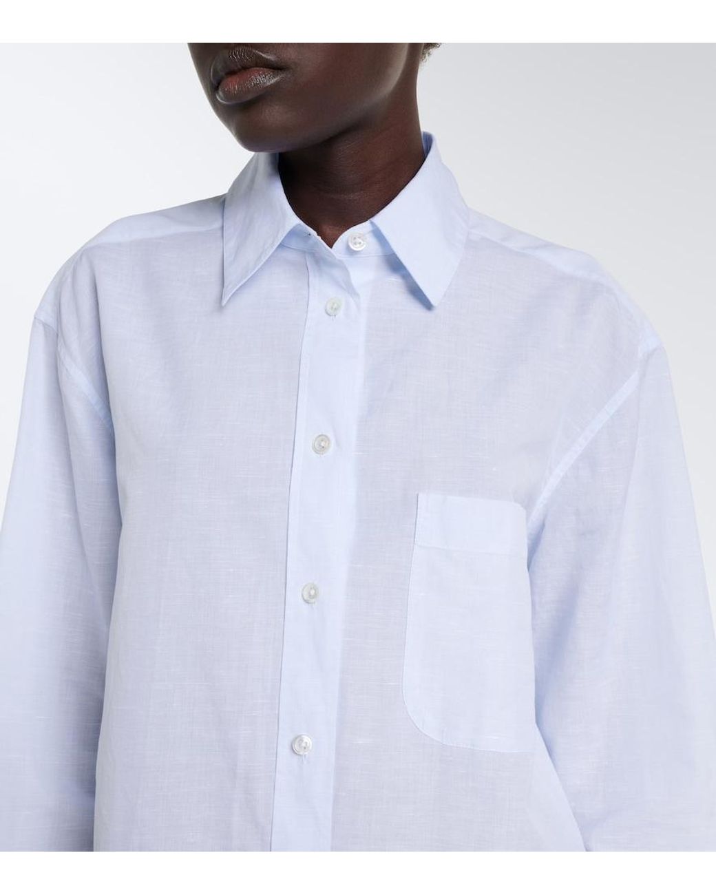 The Row White Gavina Cotton Chambray Shirt