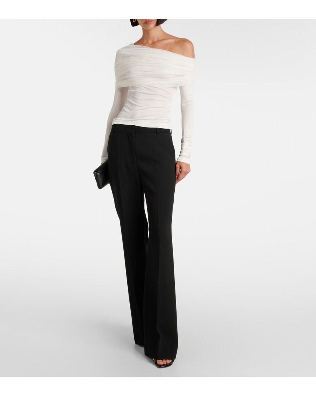 Christopher Esber White Sonora Veiled Off-Shoulder Top