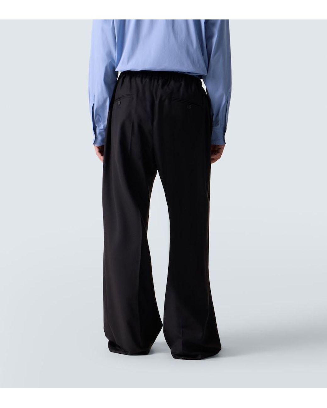 Plan C Black Wool Wide-Leg Pants for men
