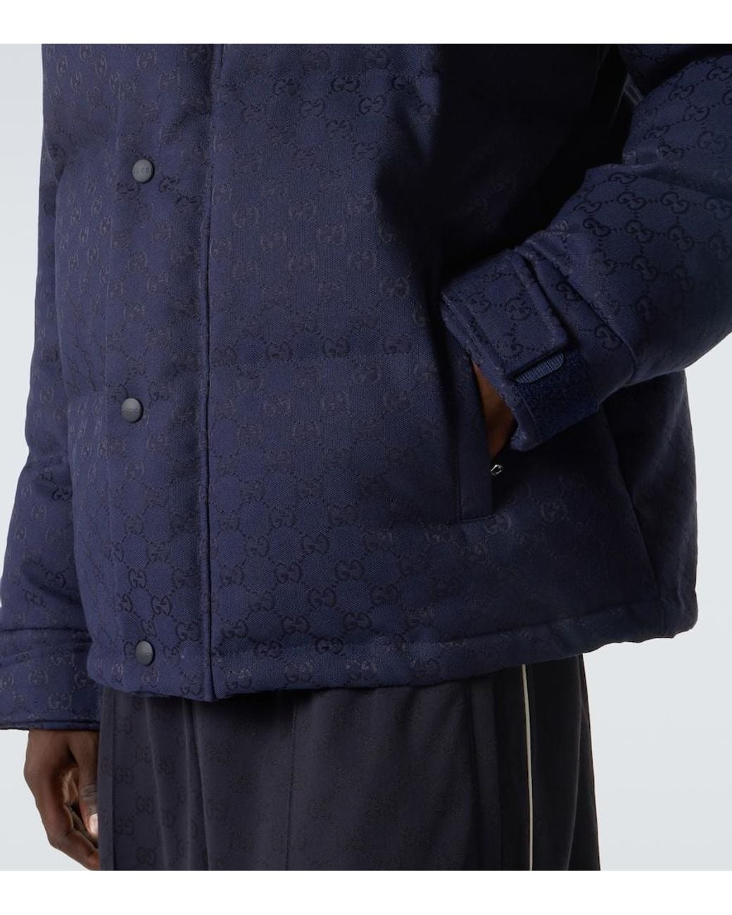 Gucci Blue Gg Canvas Down Jacket for men