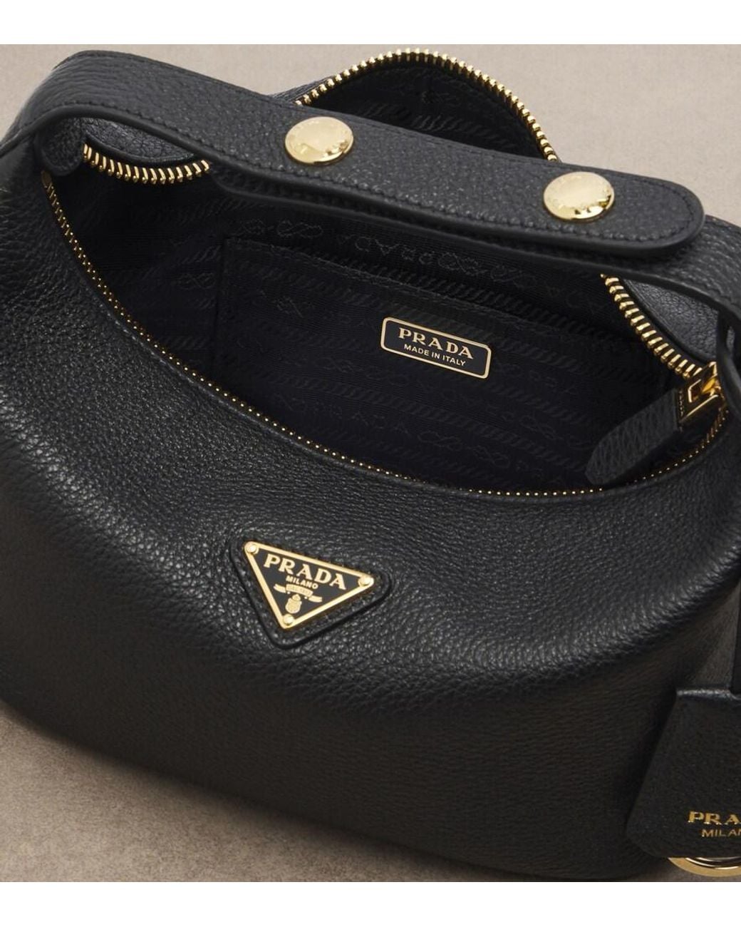 Prada Black Cherie Mini Leather Top-Handle Bag