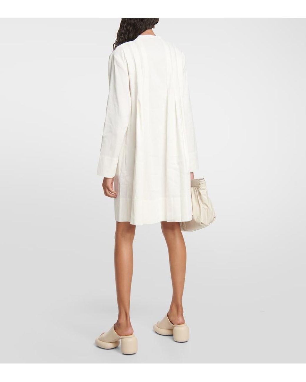 Vince White Trapeze Linen-Blend Minidress