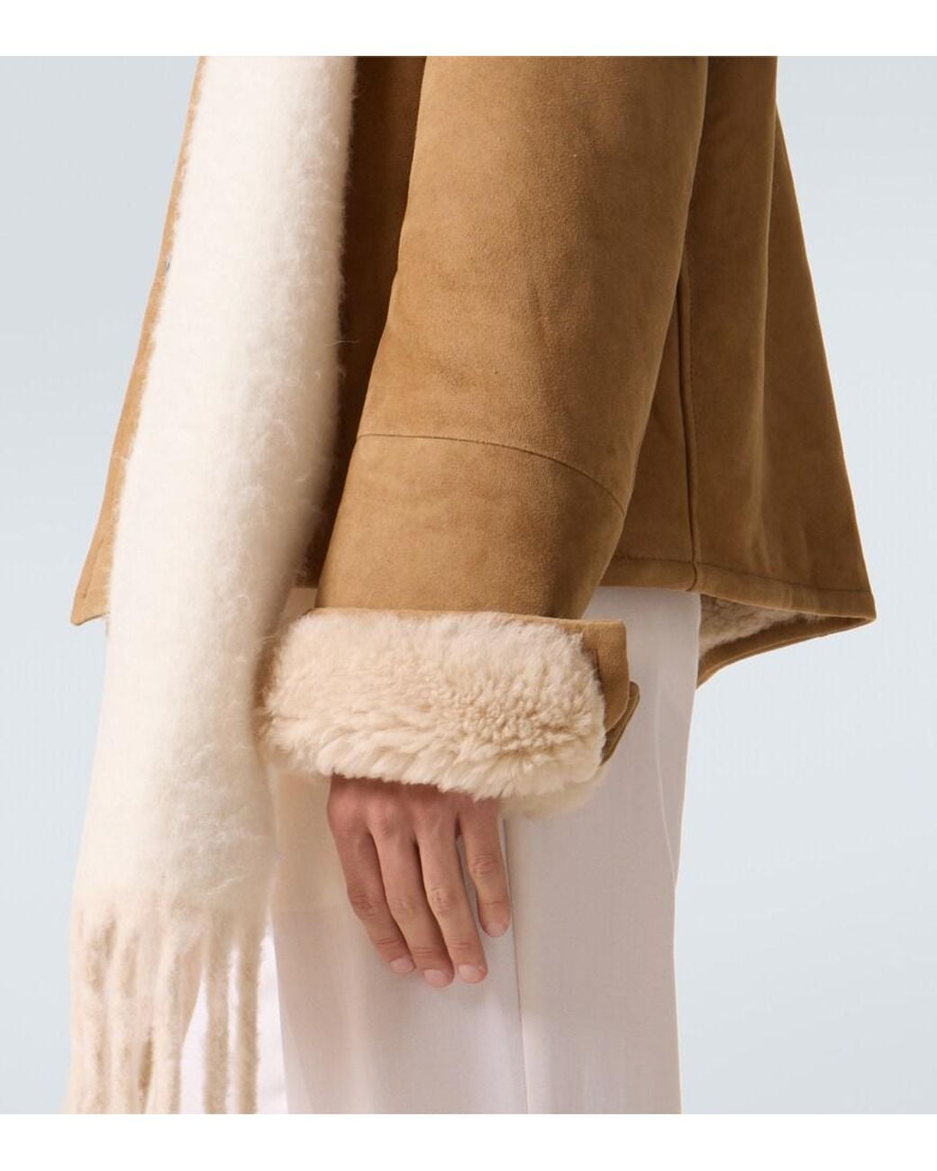 AMI Brown Shearling-Lined Suede Jacket for men