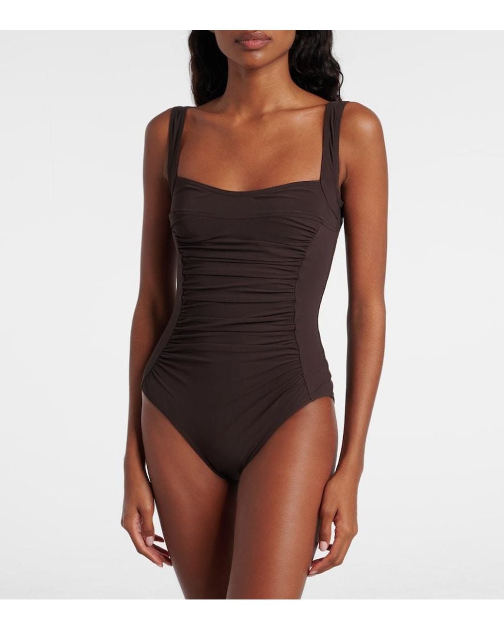 Karla Colletto Brown Basics Ruched Swimsuit