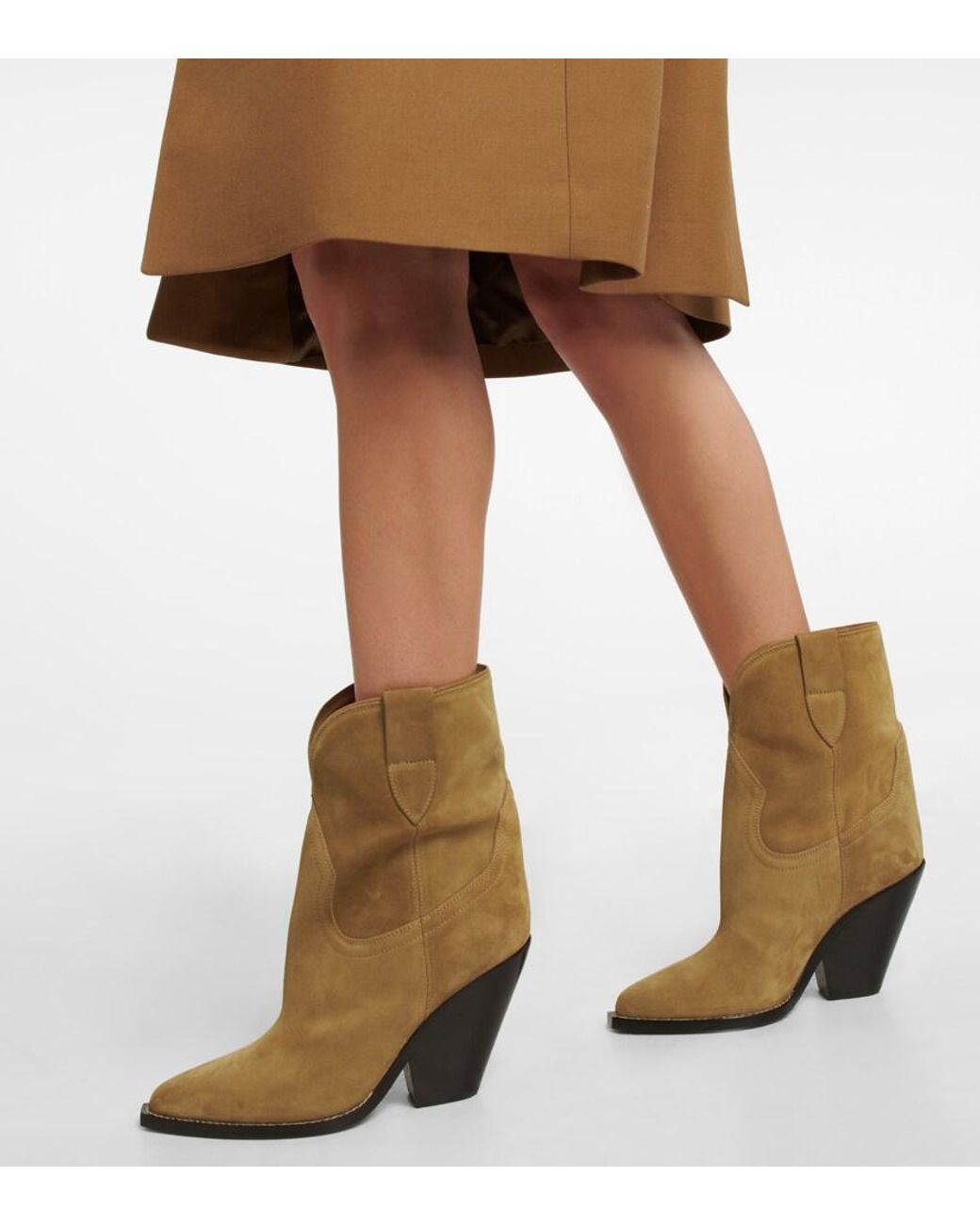 Isabel Marant Brown Leyane Suede Mid-Calf Cowboy Boots