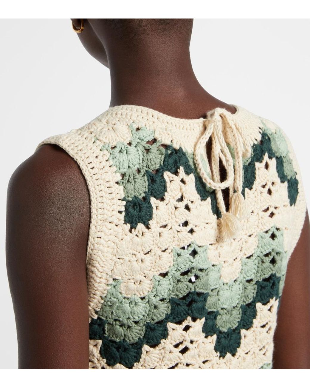 The Upside Green Tidal Sandrine Cotton Crochet Minidress
