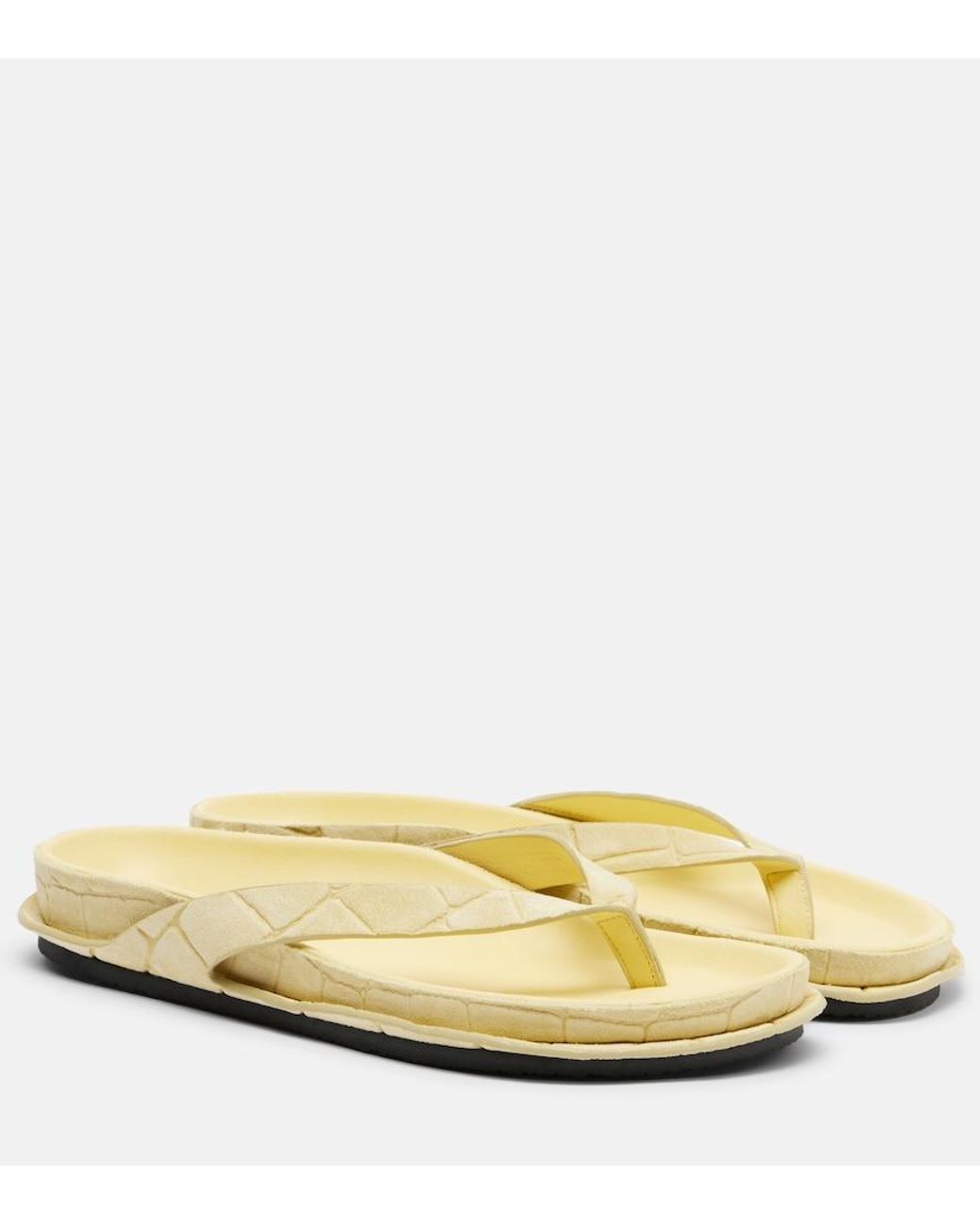 Jacquemus Yellow Tatanes Suede Thong Sandals