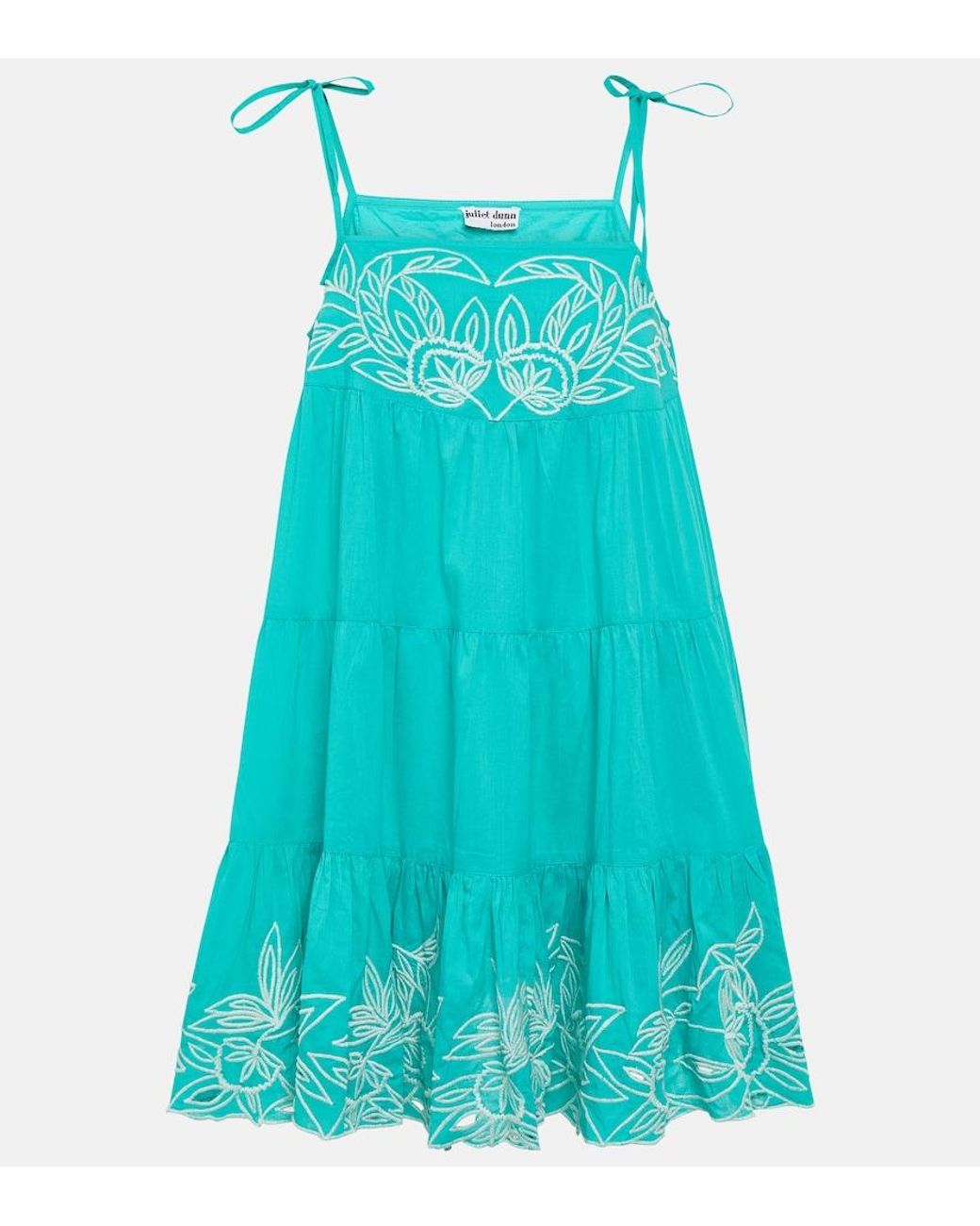 Juliet Dunn Blue Colorblocked Cotton Minidress