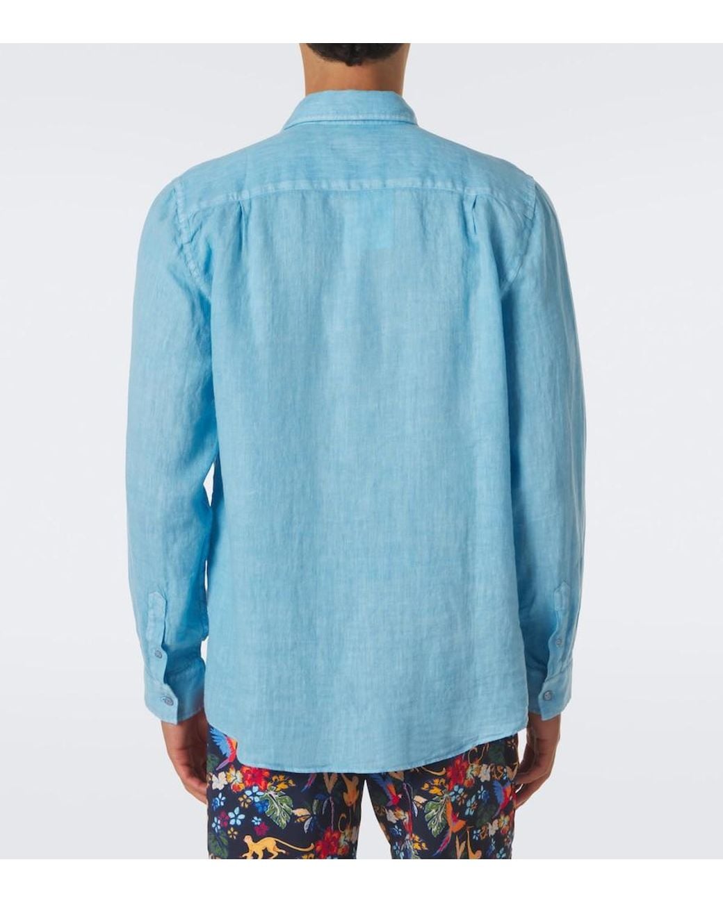 Vilebrequin Blue Caroubis Linen Shirt for men