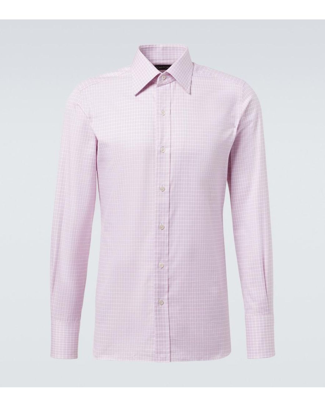 Tom Ford Purple Checked Cotton Poplin Shirt for men