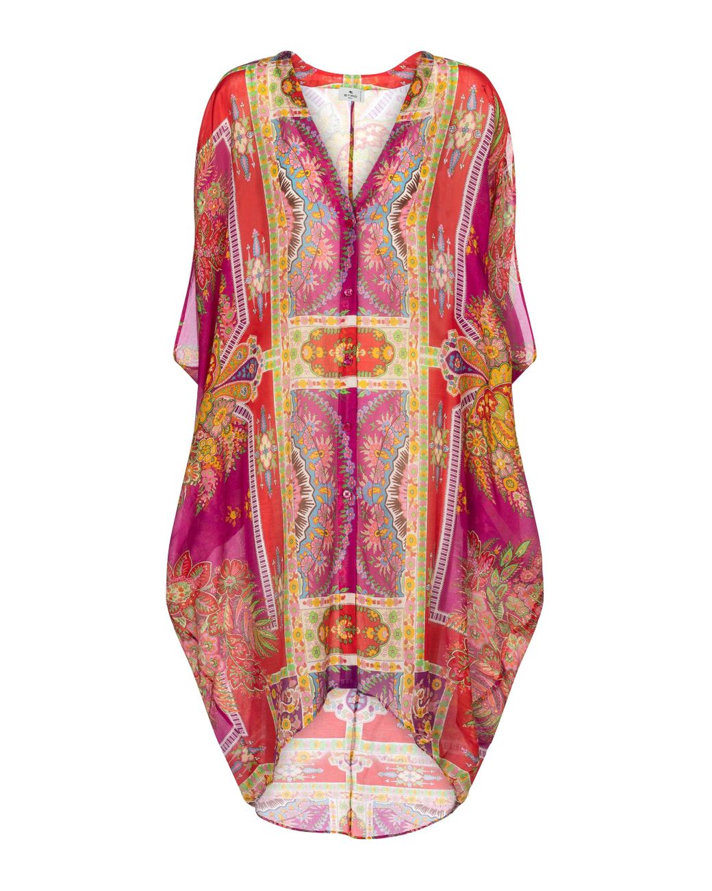 Etro Floral Cotton And Silk Kaftan in Pink - Lyst