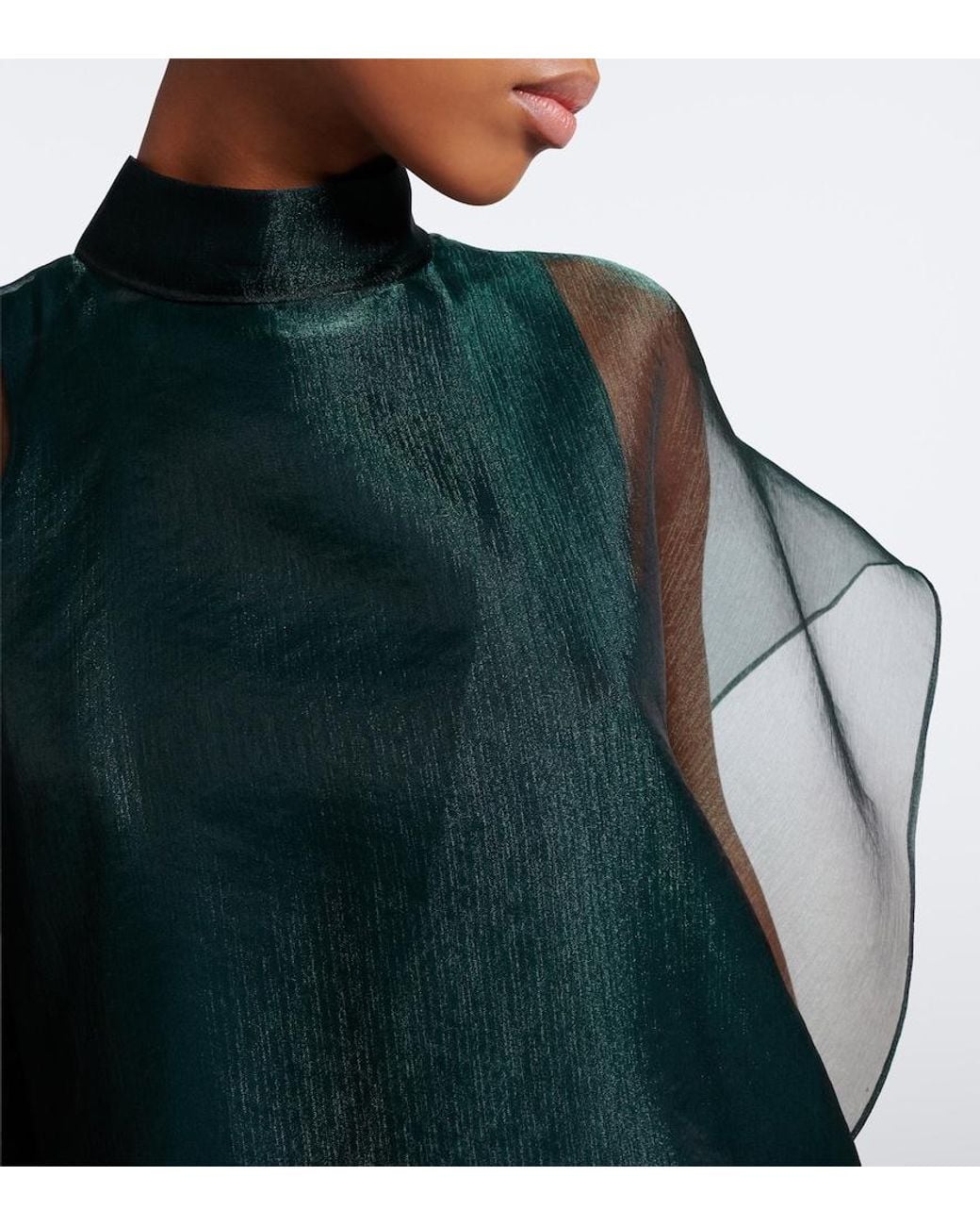Taller Marmo Gray Dallas Asymmetric Organza Kaftan