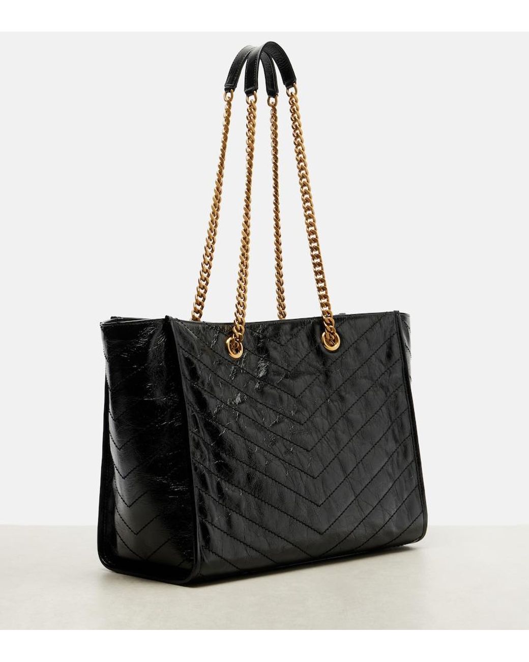 Saint Laurent Black Niki Medium Leather Shopper