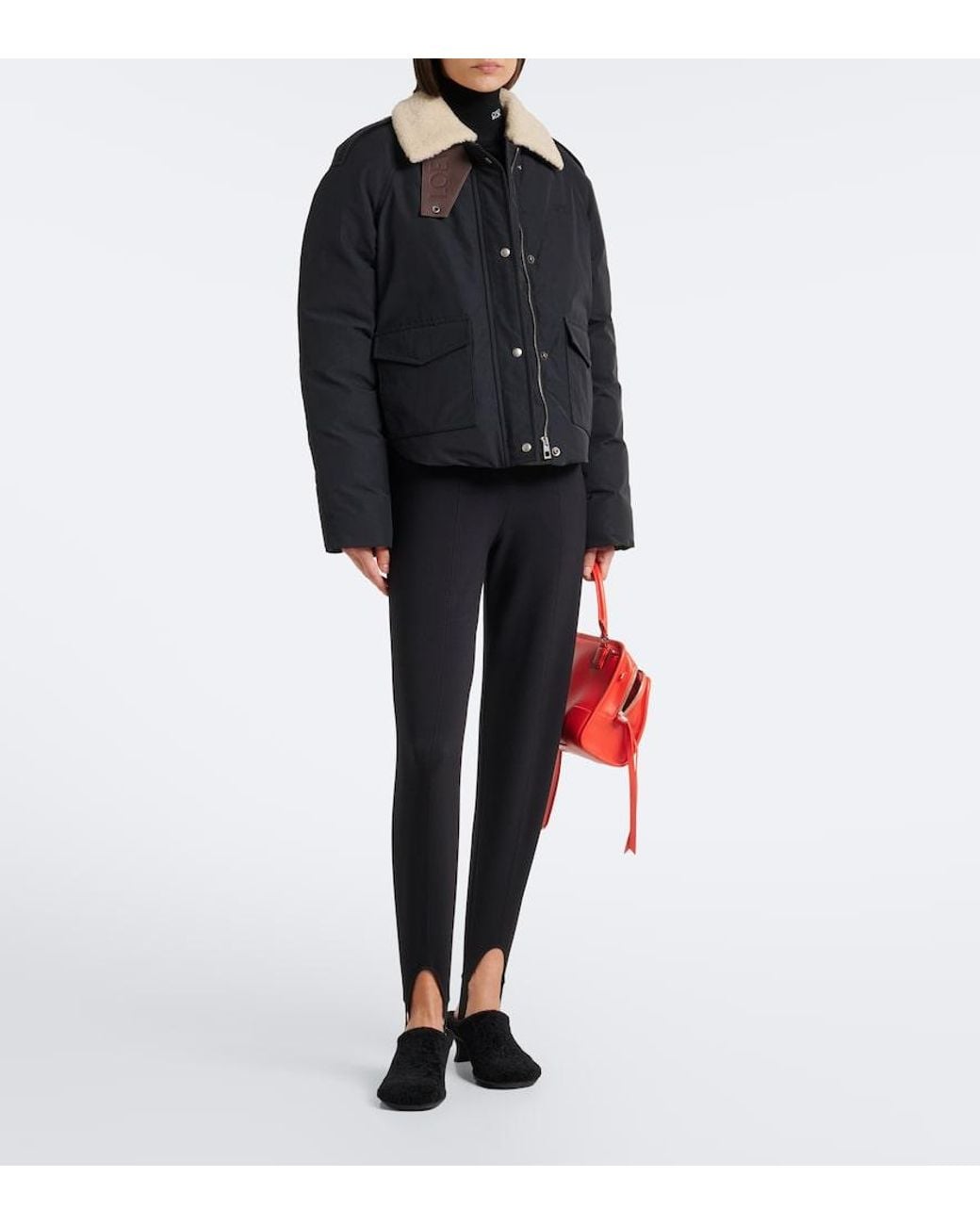 Loewe Black Padded Shearling-Trimmed Cotton-Blend Jacket