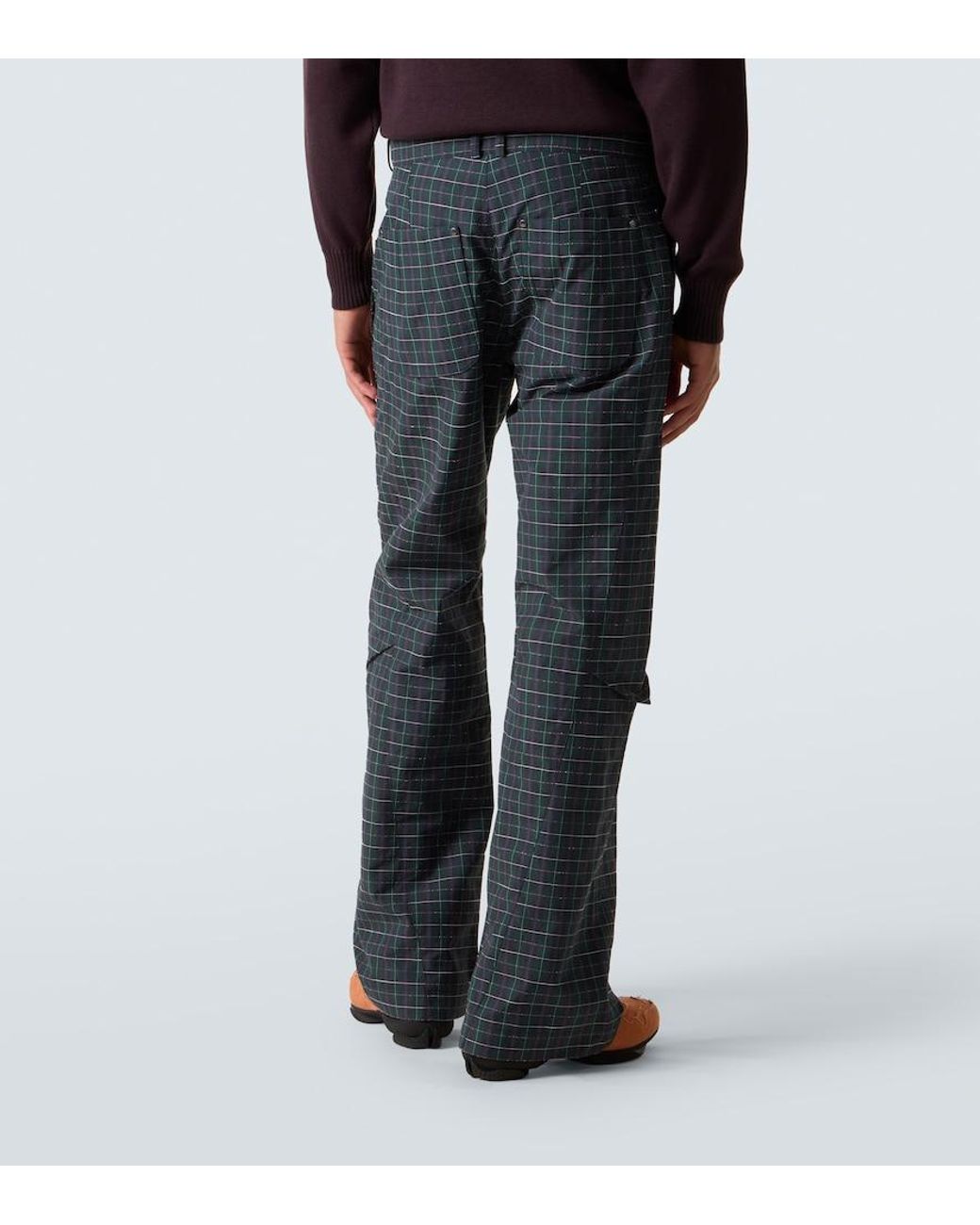 Kiko Kostadinov Blue Kraner Checked Cotton-Blend Wide-Leg Pants for men