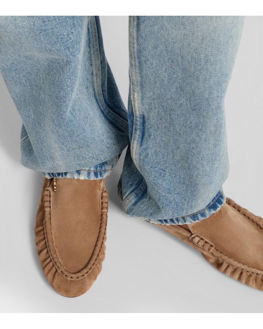 Saint Laurent Brown Le Loafer Suede Mules