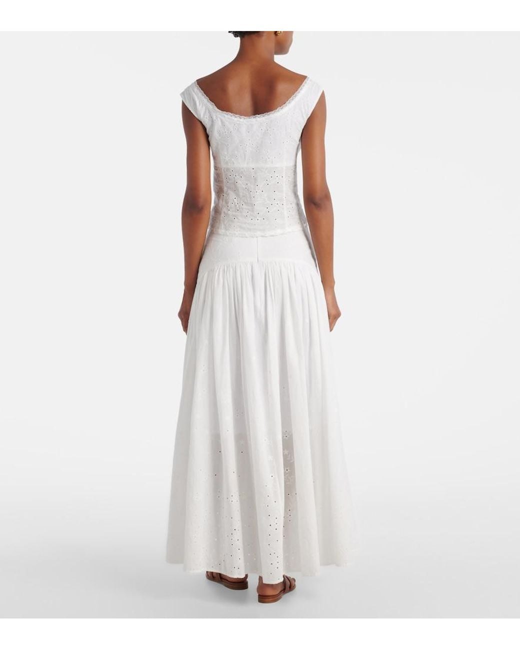 Staud White Lou Broderie Anglaise Cotton Top