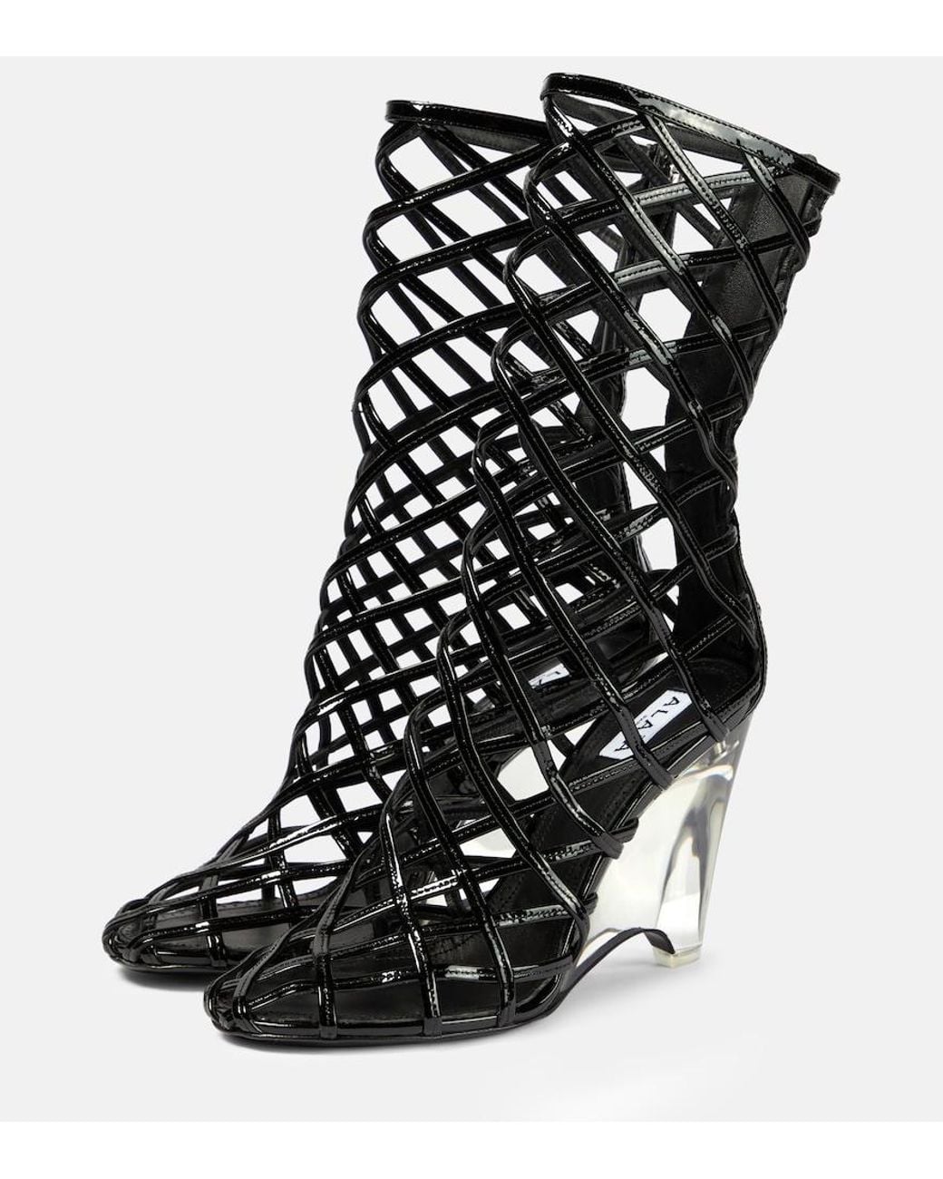 Alaïa Black Leather Wedge Ankle Boots