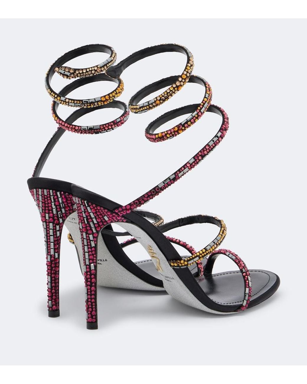 Rene Caovilla White Cleo Swarovski-Embellished Satin Sandals