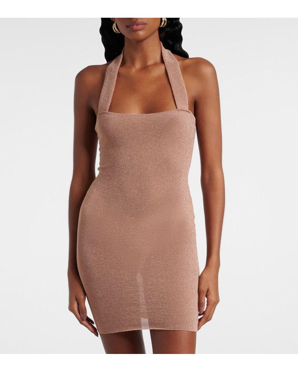 AYA MUSE White Draped Lame Minidress
