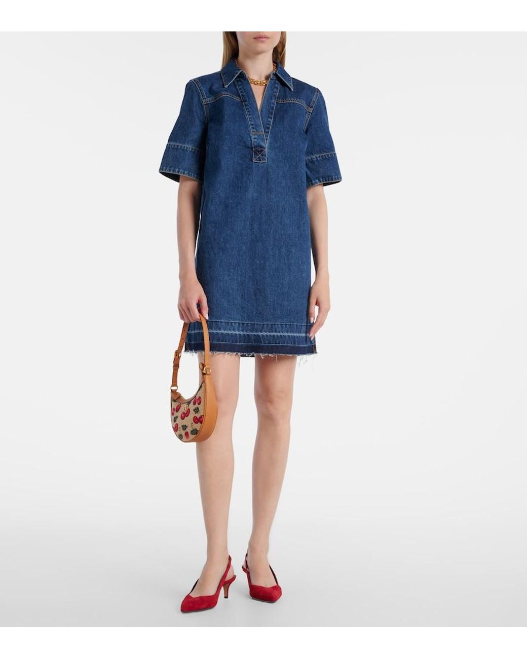 Veronica Beard Blue Denim Shirt Dress