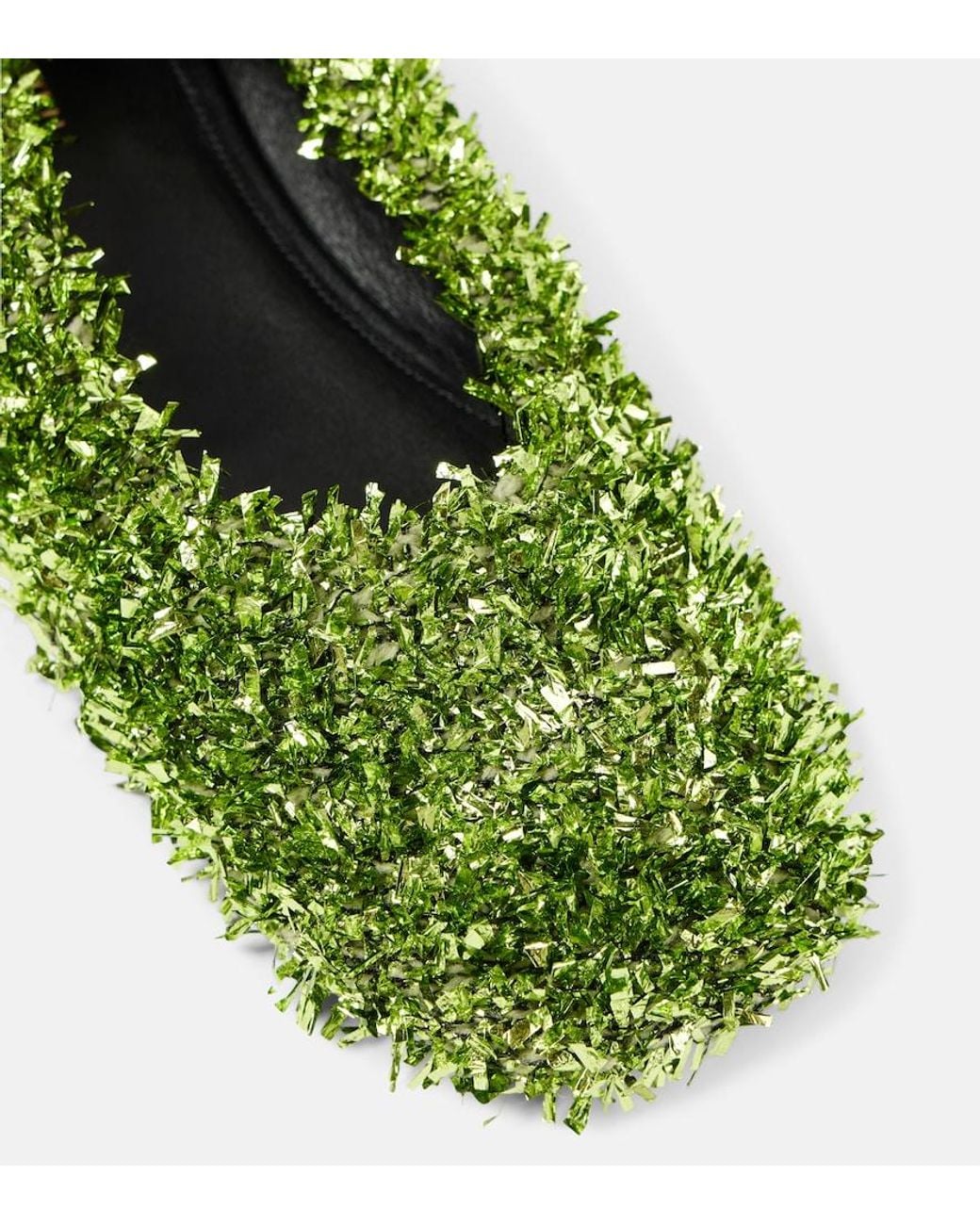 Dries Van Noten Green Glove Glitter Ballet Flats