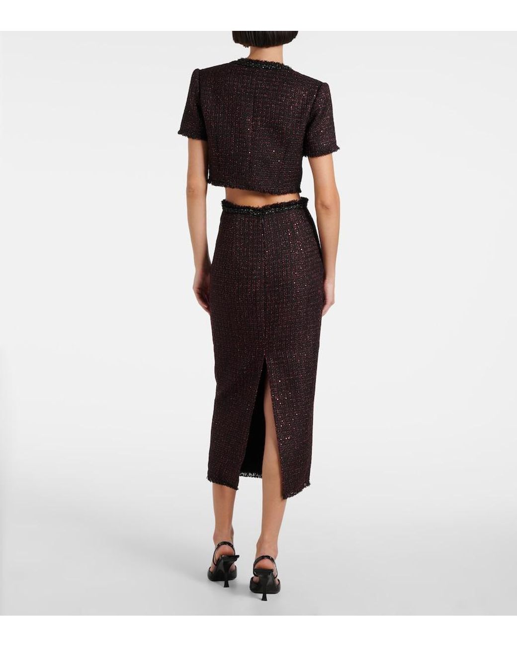 Self-Portrait Black Tweed Maxi Skirt