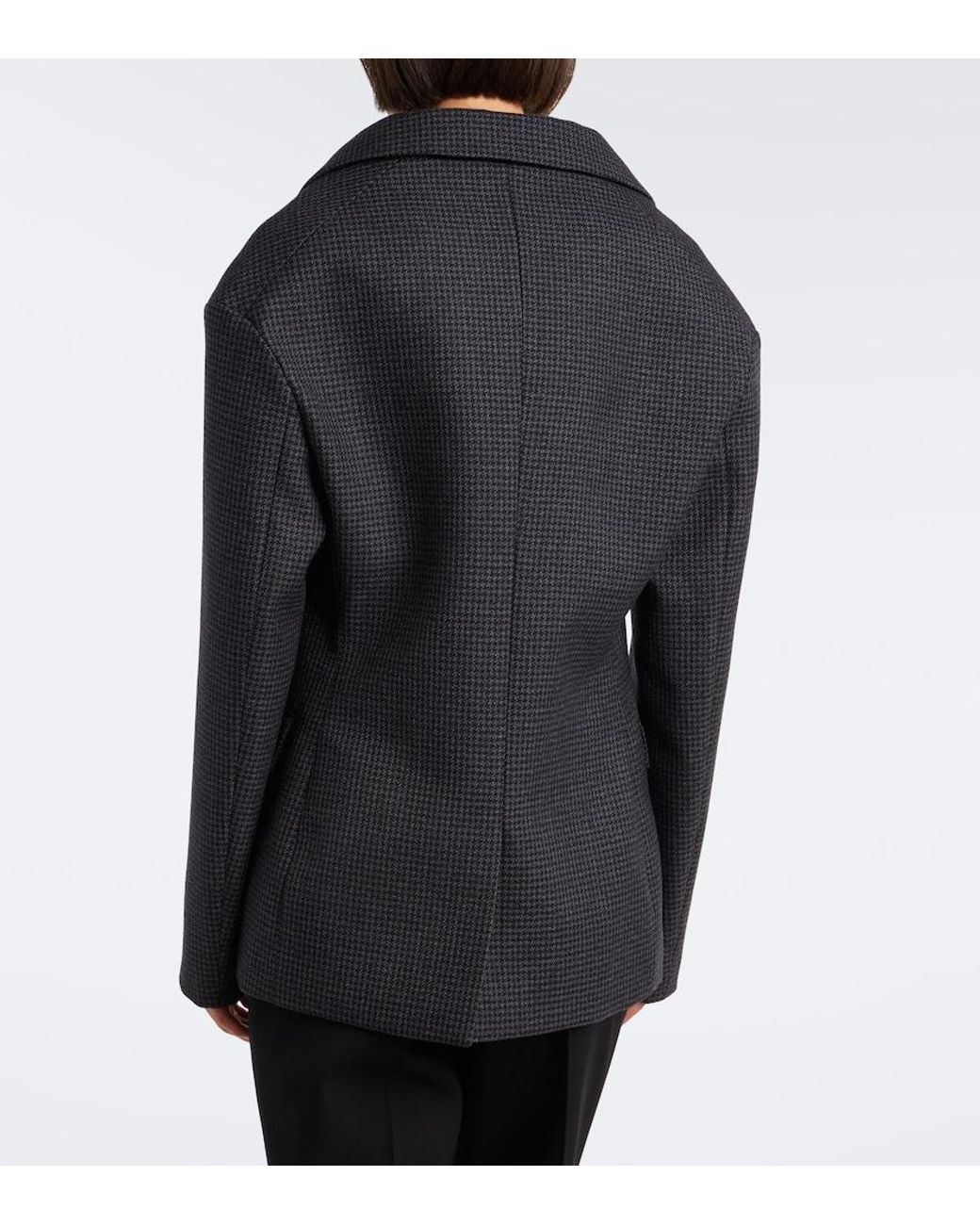 Balenciaga Black Houndstooth Double-Breasted Wool Jacket