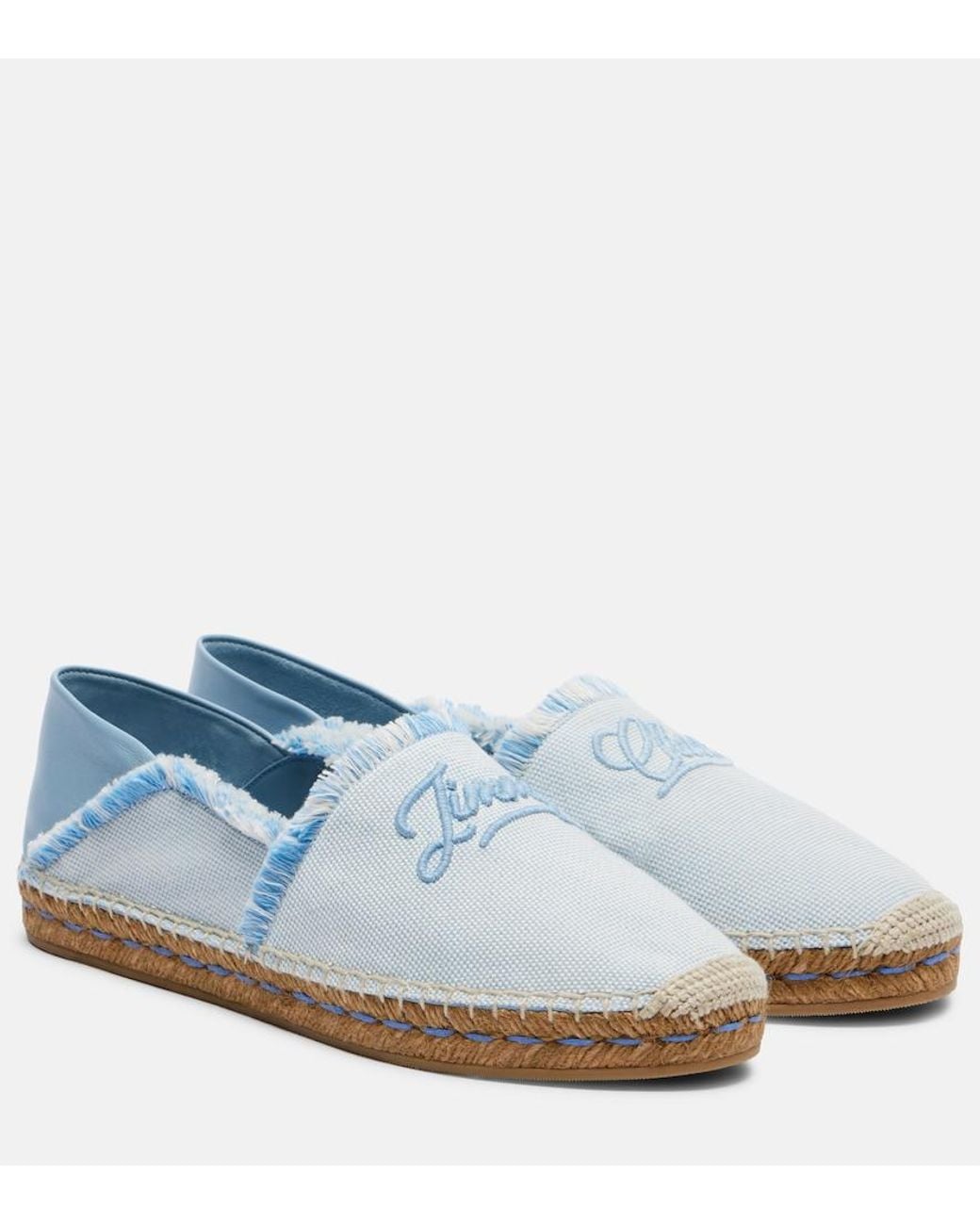 Jimmy Choo Blue Avi Embroidered Canvas Espadrilles
