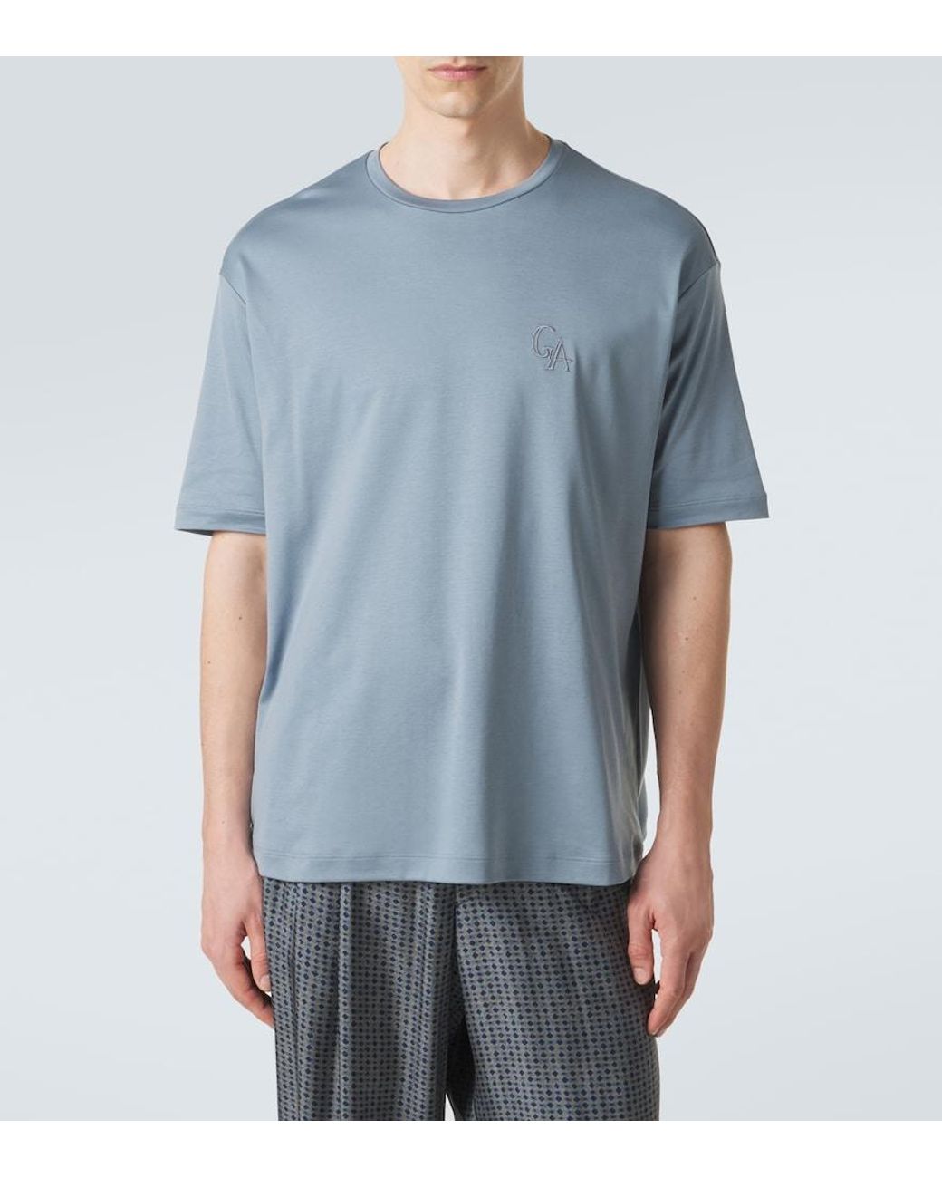 Giorgio Armani Blue Cotton Jersey T-Shirt for men