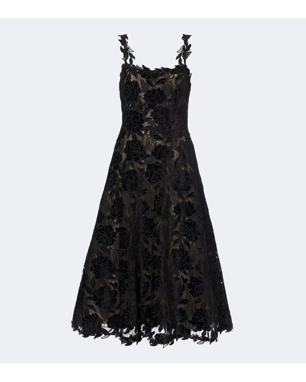 Carolina Herrera Black Guipure Lace Cocktail Dress