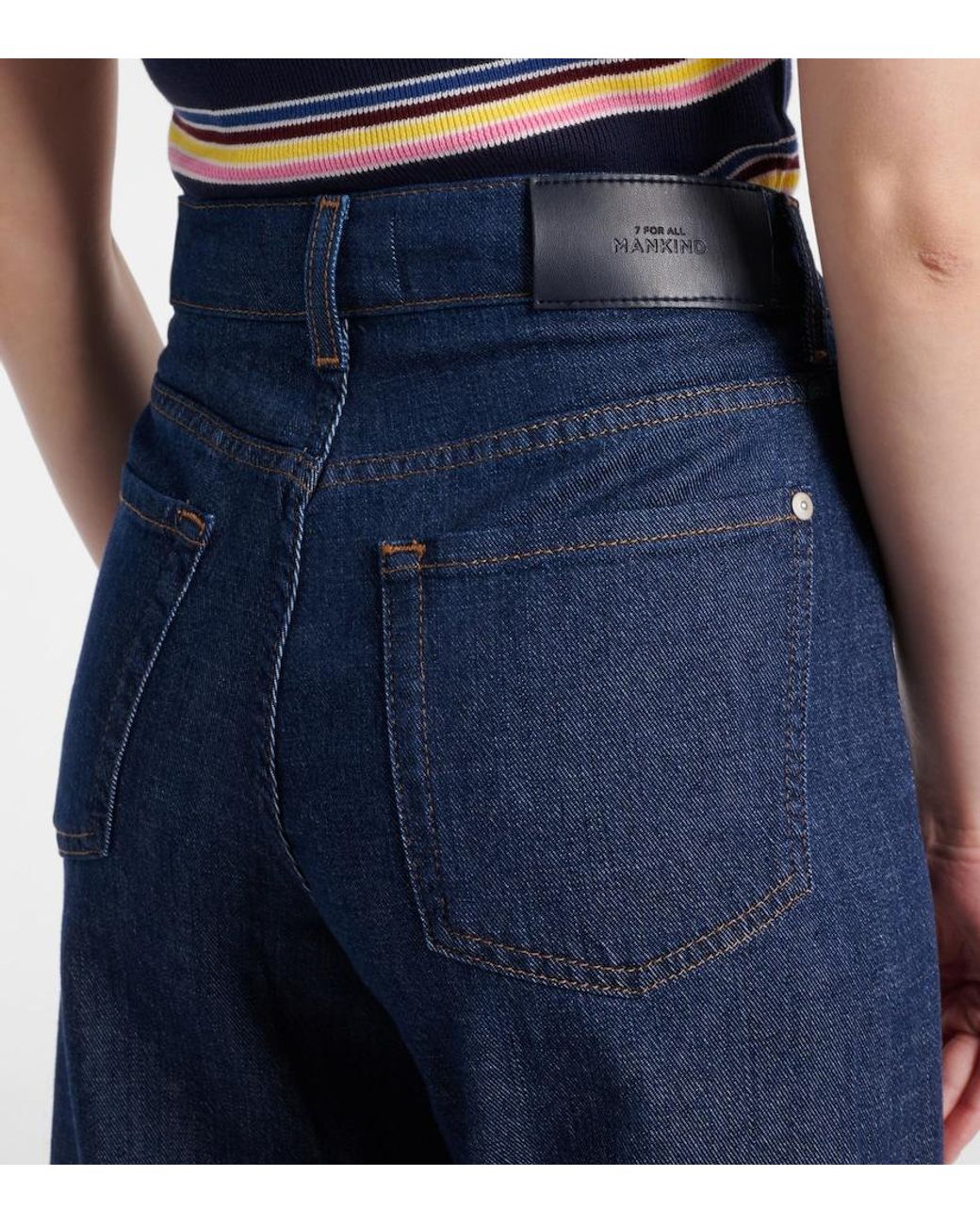 7 For All Mankind Blue Lotta Wide-Leg Jeans