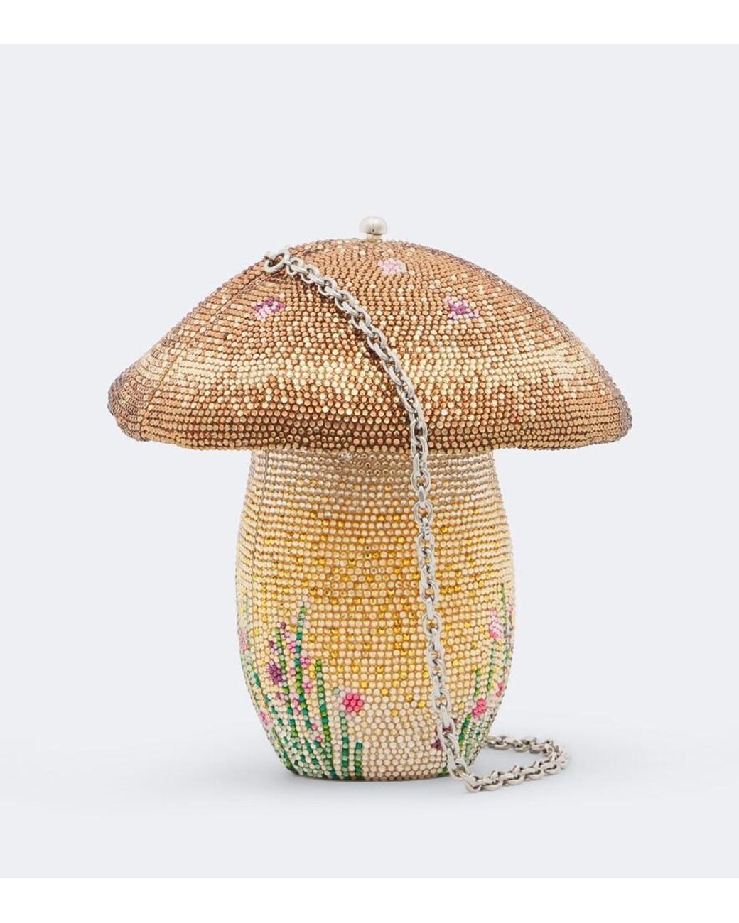 Judith Leiber Metallic Mushroom Bella Crystal-Embellished Clutch