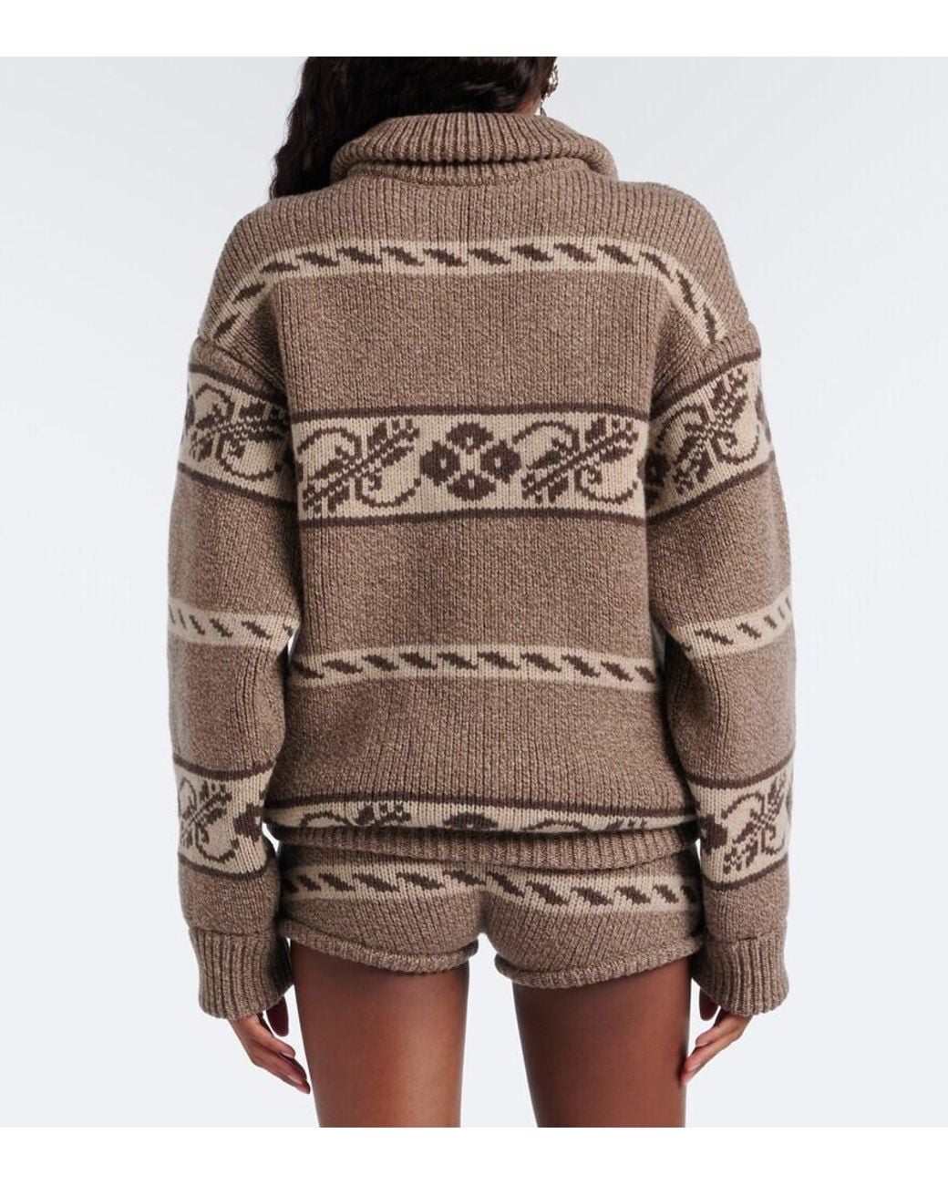 Magda Butrym Brown Knitted Jacquard Wool Shorts