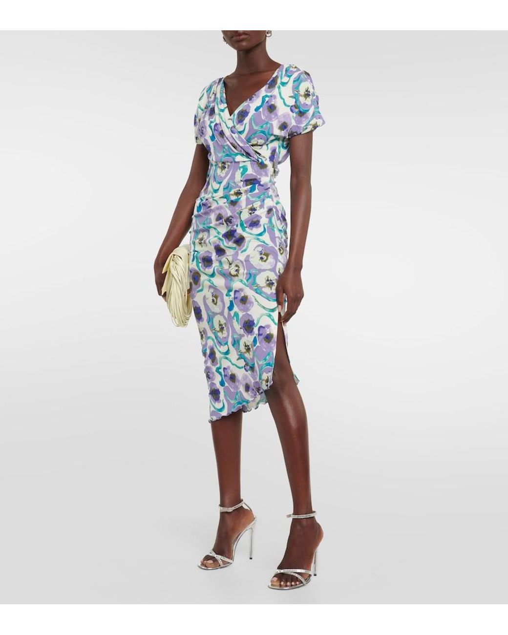 Diane von Furstenberg Blue Havana Printed Jersey Midi Dress