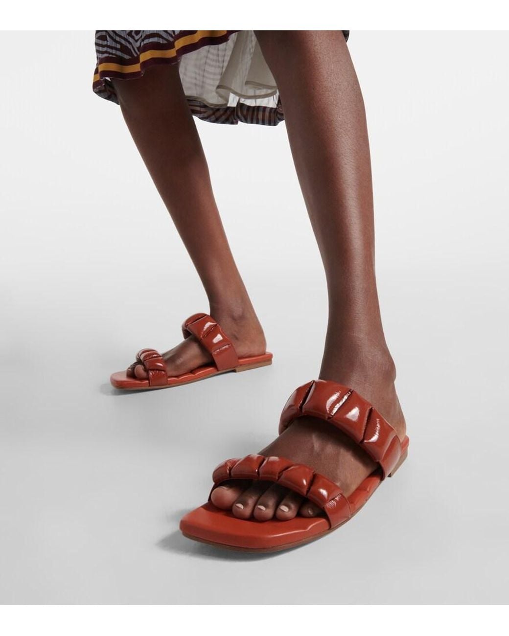 Dries Van Noten Red Leather Slides
