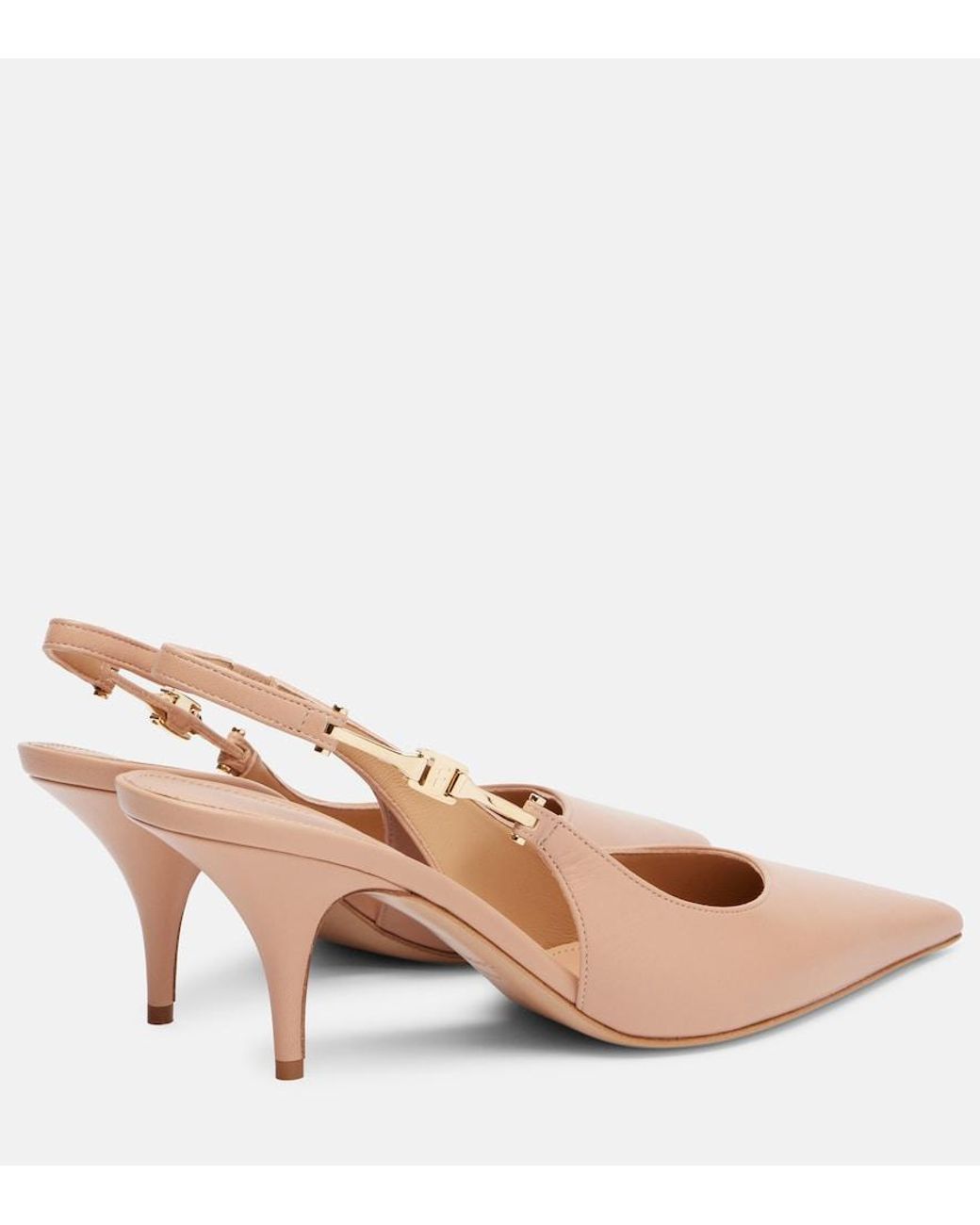 Ferragamo Natural Tally 70 Leather Slingback Pumps