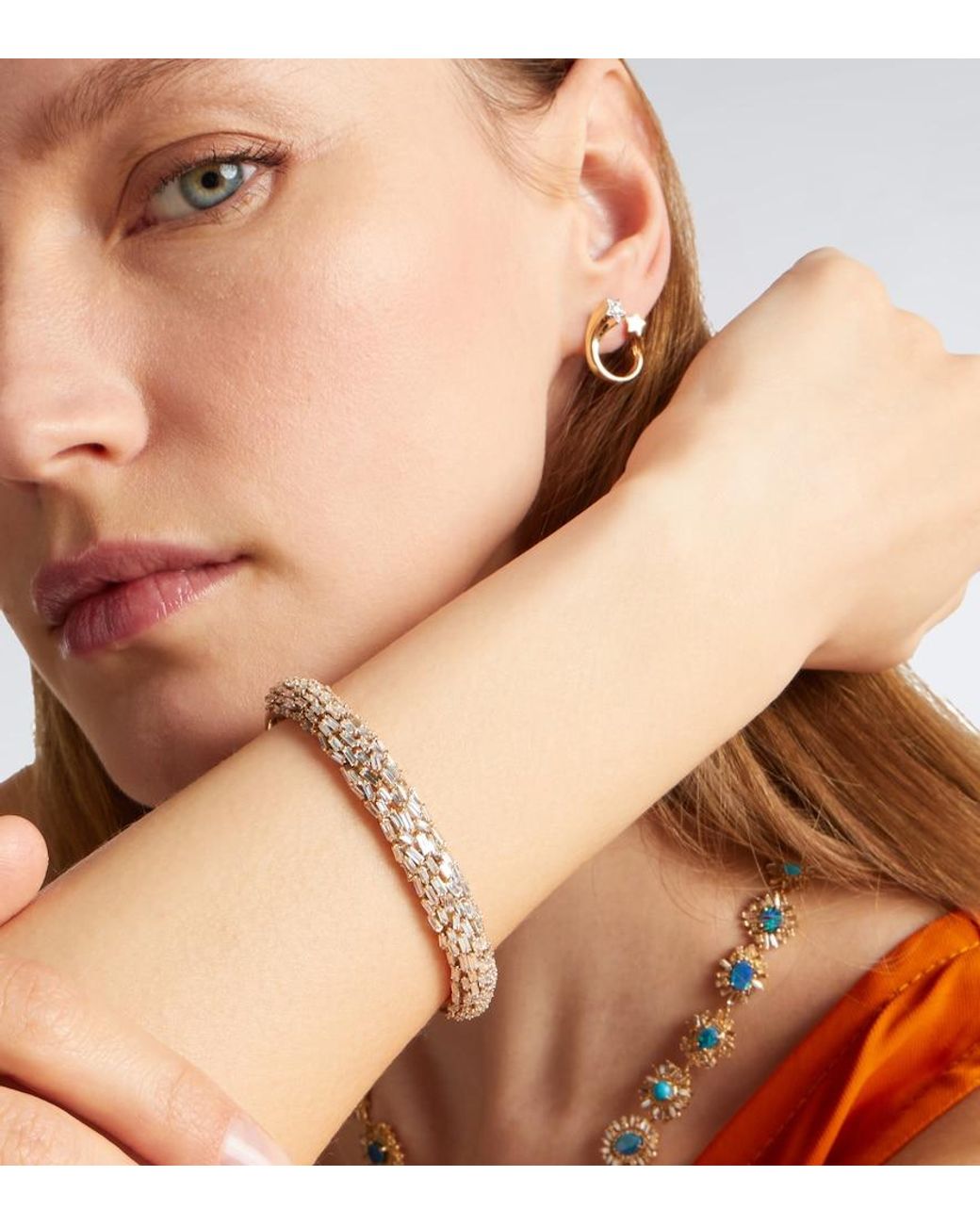 Suzanne Kalan Metallic 18Kt Cuff Bracelet With Diamonds