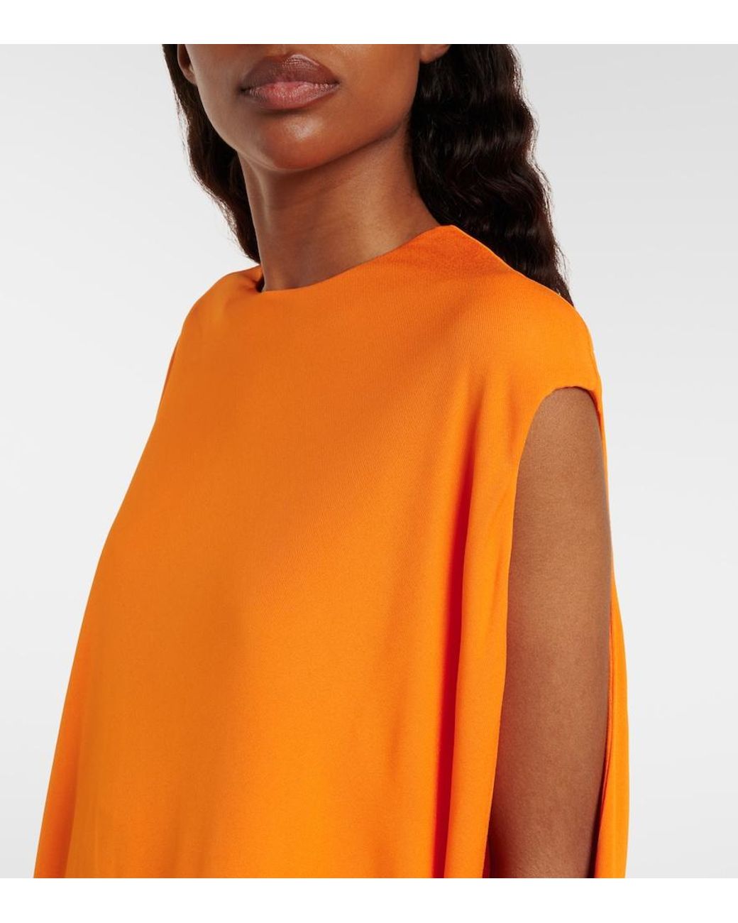 Tom Ford Orange Asymmetric Draped Crepe Jersey Top