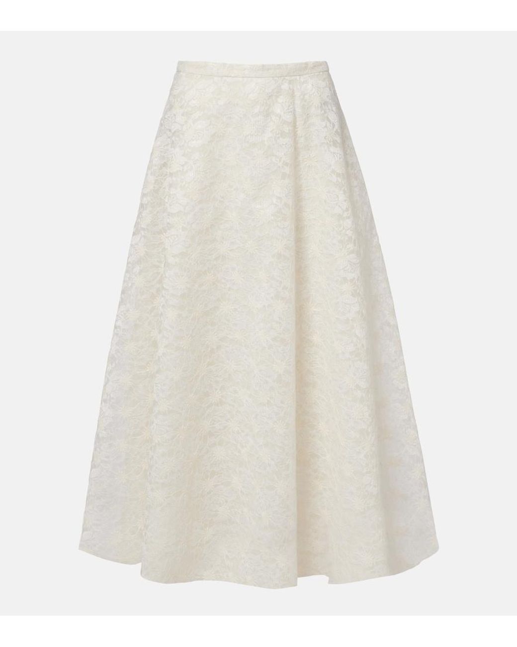 Max Mara White Avena Embroidered Midi Skirt